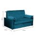 Sofá-Cama Casal 2 Lugares Cristal Veludo com Baú e Almofadas Azul