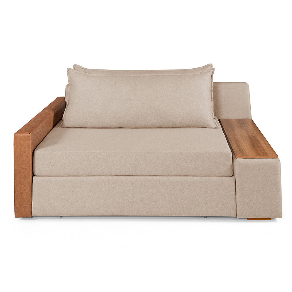 Sofá-Cama Casal 2 Lugares com Baú Lateral Panamá Linho Chocolate
