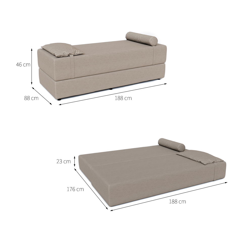 Sofá-Cama Casal 3 Lugares Cecília Linho Bege