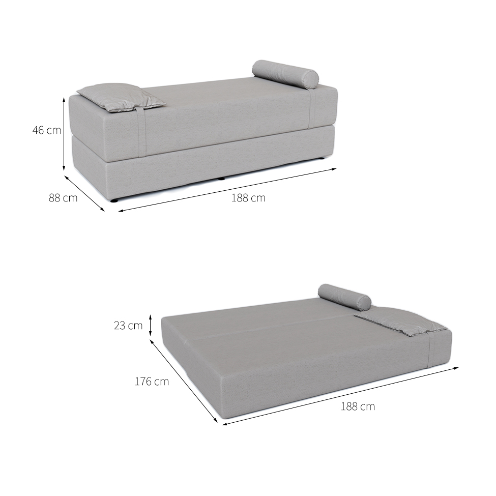 Sofá-Cama Casal 3 Lugares Cecília Linho Cru