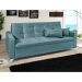 Sofá-Cama Casal 3 Lugares Facility Veludo Azul Turquesa