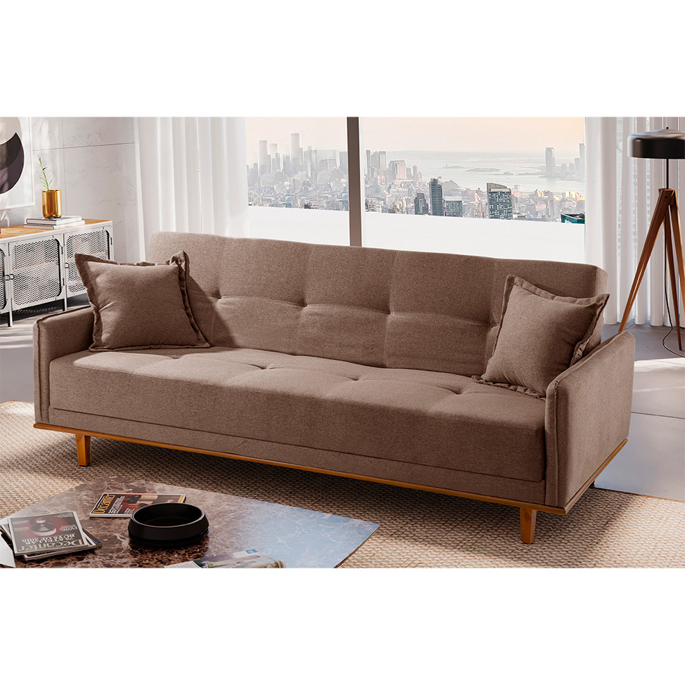 Sofá-Cama Casal 3 Lugares Istambul Linho Marrom