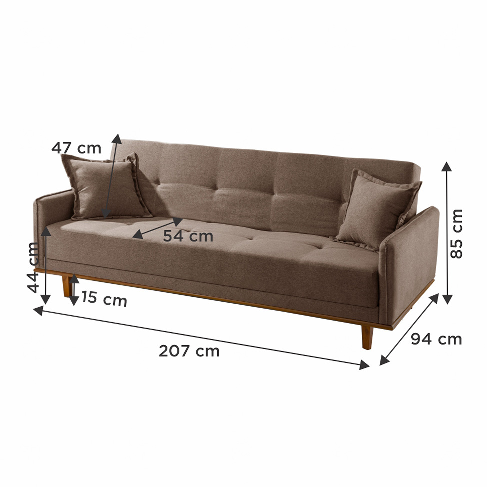 Sofá-Cama Casal 3 Lugares Istambul Linho Marrom