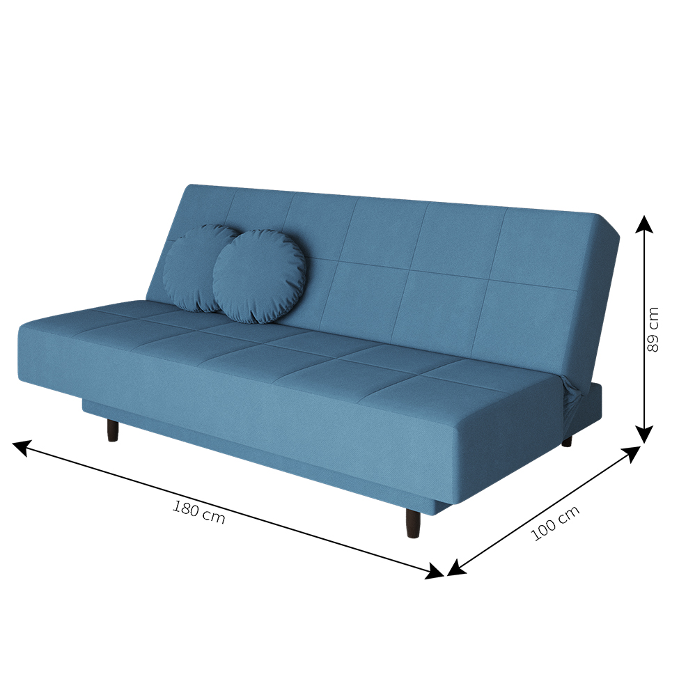 Sofá-Cama Casal 3 Lugares Jimmy Suede Azul Jeans