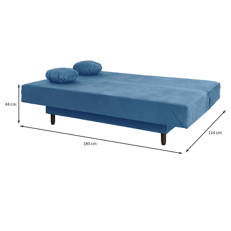 Sofá-Cama Casal 3 Lugares Jimmy Suede Azul Jeans