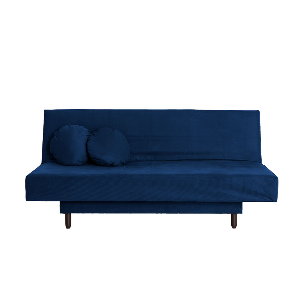 Sofá-Cama Casal 3 Lugares Jimmy Suede Azul Marinho