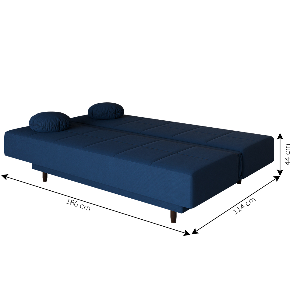 Sofá-Cama Casal 3 Lugares Jimmy Suede Azul Marinho