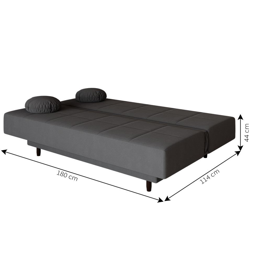 Sofá-Cama Casal 3 Lugares Jimmy Suede Grafite
