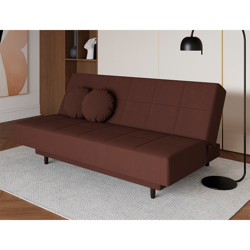 Sofá-Cama Casal 3 Lugares Jimmy Suede Marrom