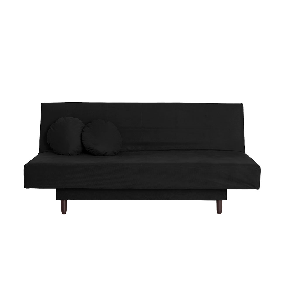 Sofá-Cama Casal 3 Lugares Jimmy Suede Preto