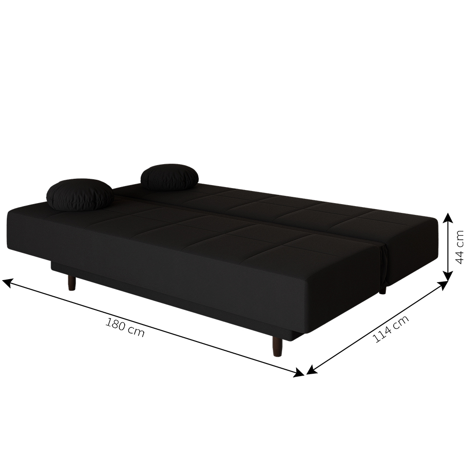 Sofá-Cama Casal 3 Lugares Jimmy Suede Preto