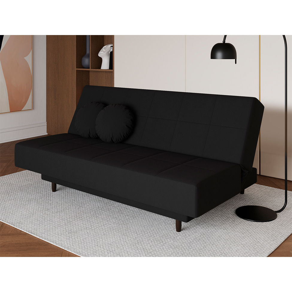 Sofá-Cama Casal 3 Lugares Jimmy Suede Preto