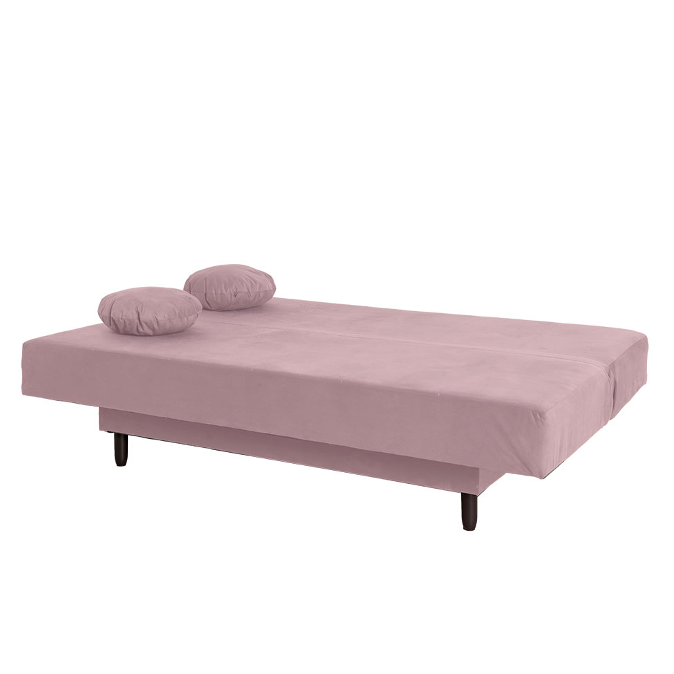 Sofá-Cama Casal 3 Lugares Jimmy Suede Rosa Claro