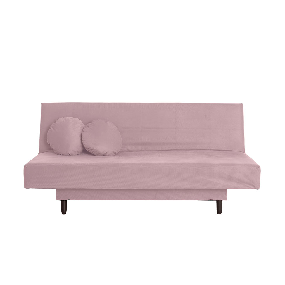 Sofá-Cama Casal 3 Lugares Jimmy Suede Rosa Claro