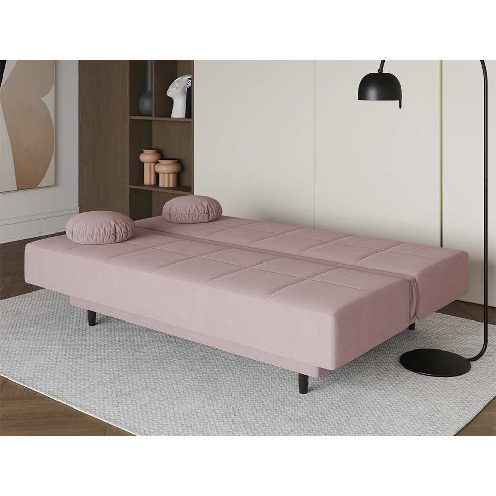 Sofá-Cama Casal 3 Lugares Jimmy Suede Rosa Claro
