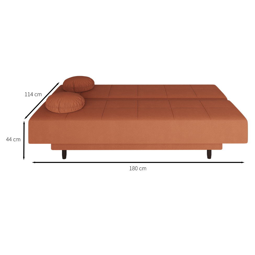 Sofá-Cama Casal 3 Lugares Jimmy Suede Terracota