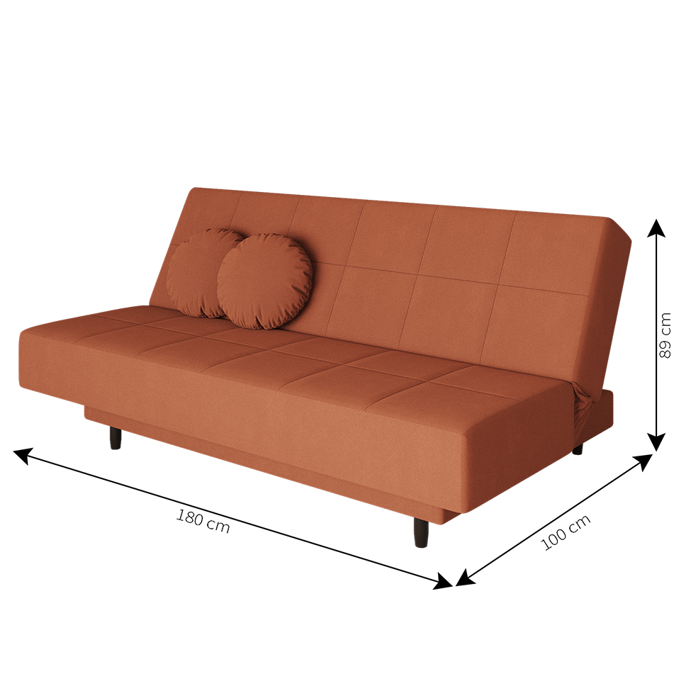 Sofá-Cama Casal 3 Lugares Jimmy Suede Terracota