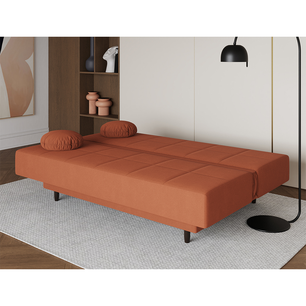 Sofá-Cama Casal 3 Lugares Jimmy Suede Terracota