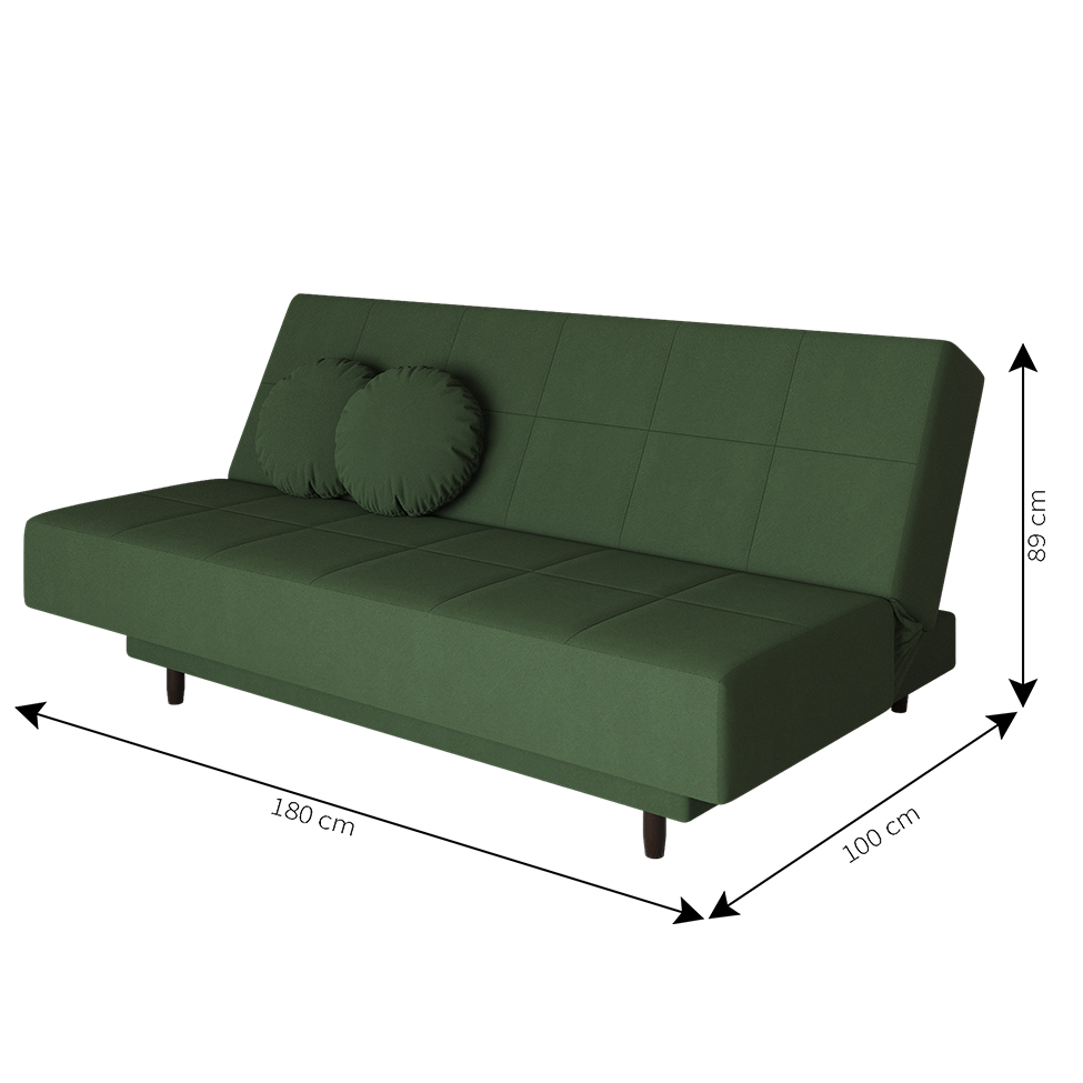 Sofá-Cama Casal 3 Lugares Jimmy Suede Verde