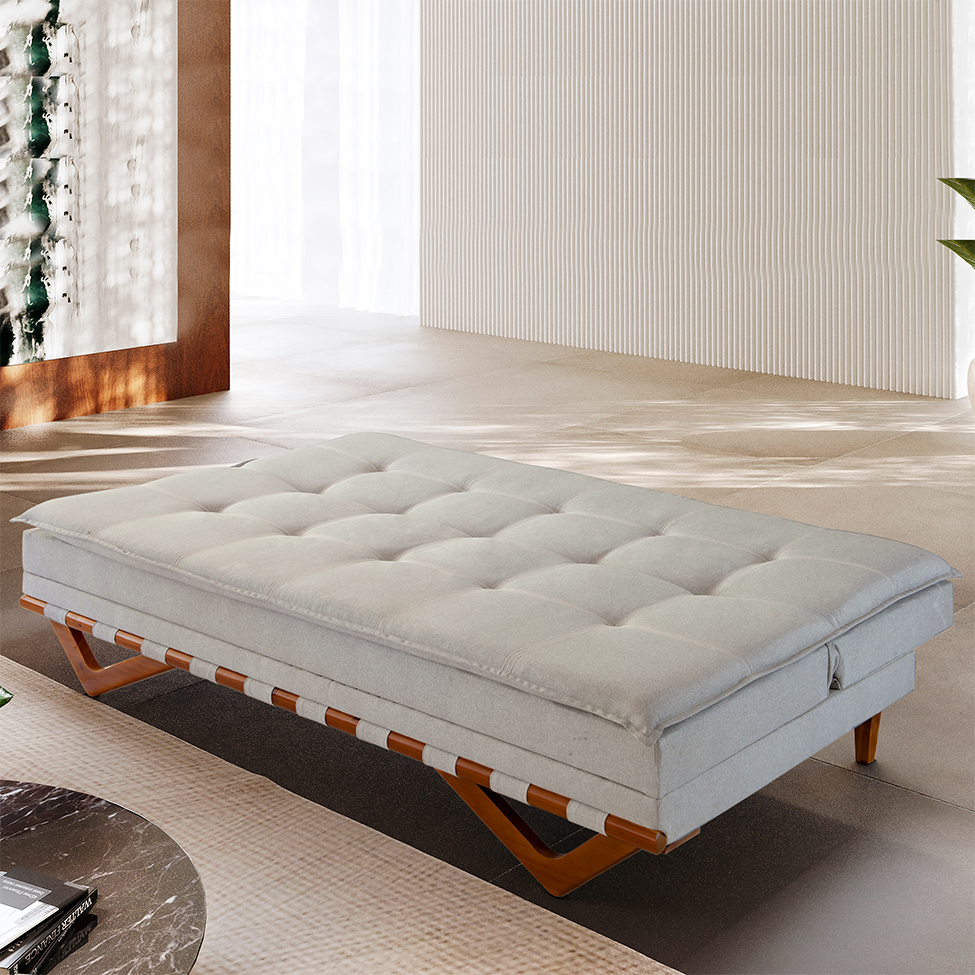 Sofá-Cama Casal 3 Lugares Lisboa Linho Bege