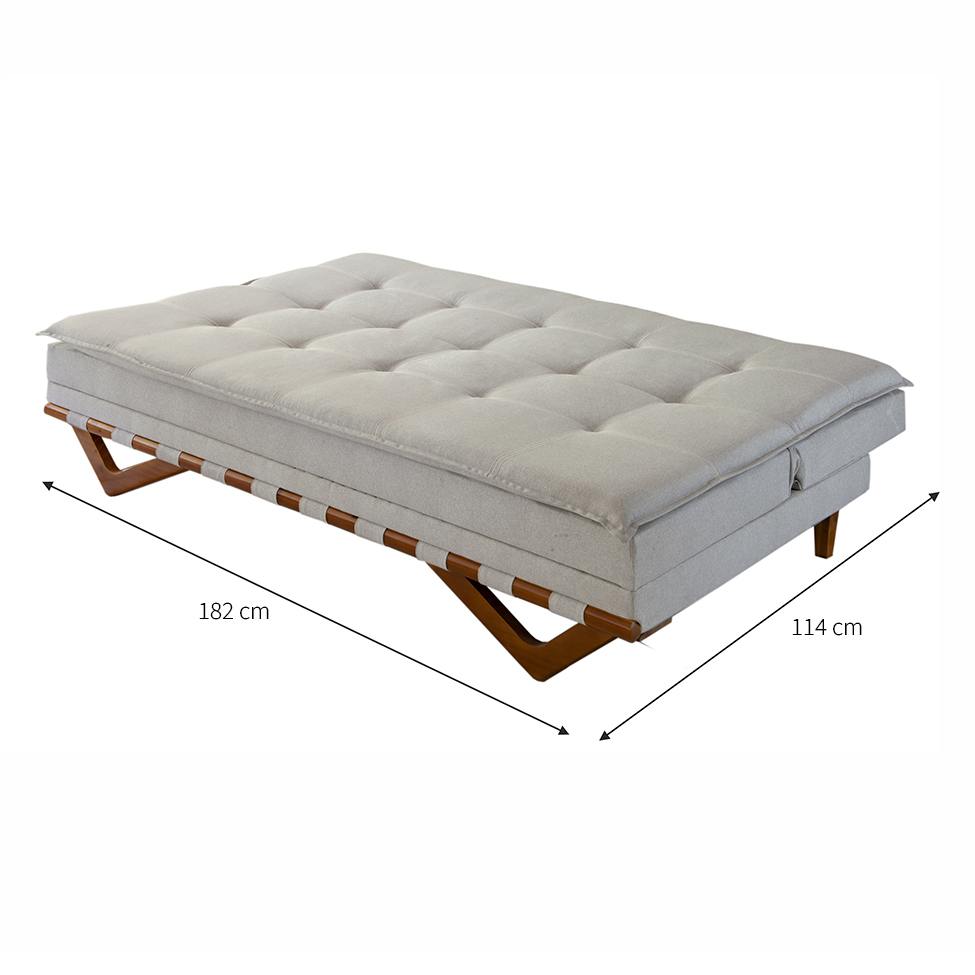 Sofá-Cama Casal 3 Lugares Lisboa Linho Bege