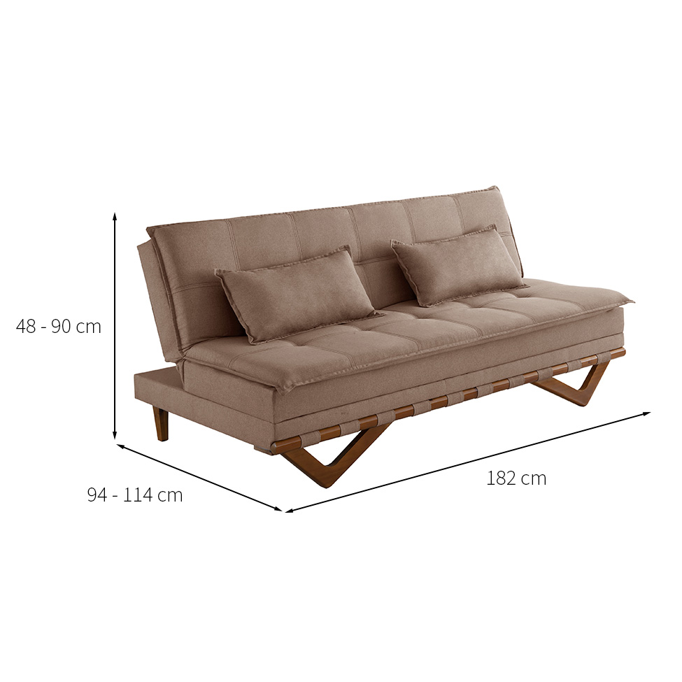 Sofá-Cama Casal 3 Lugares Lisboa Linho Marrom