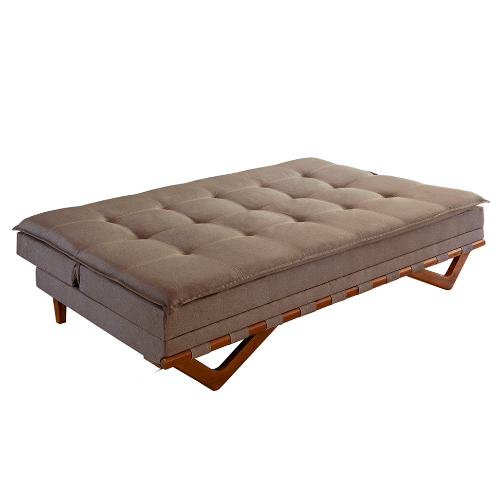 Sofá-Cama Casal 3 Lugares Lisboa Linho Marrom