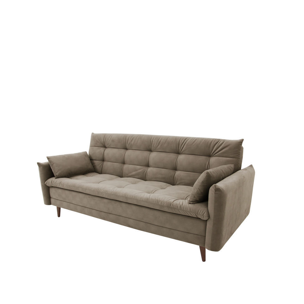 Sofá-Cama Casal 3 Lugares Marília Suede Bege