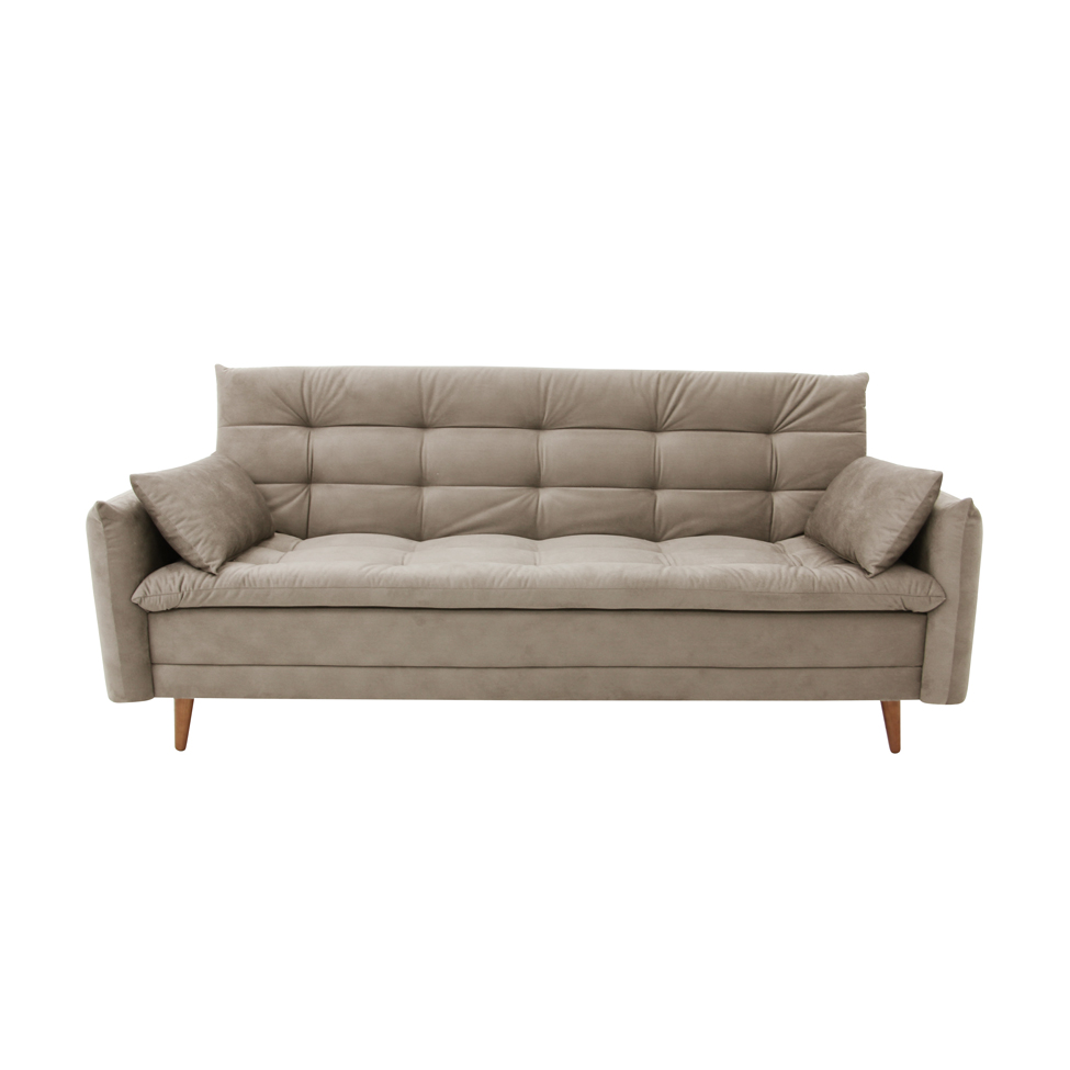 Sofá-Cama Casal 3 Lugares Marília Suede Bege