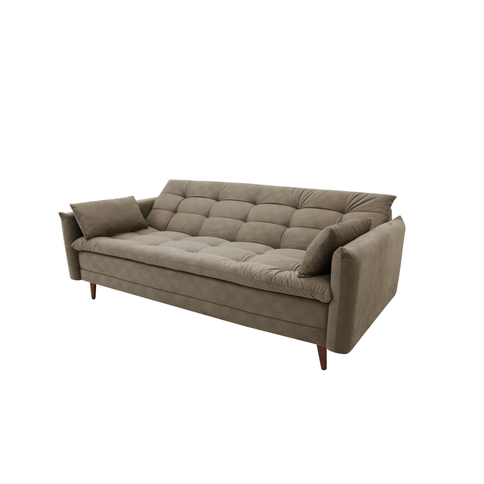 Sofá-Cama Casal 3 Lugares Marília Suede Bege