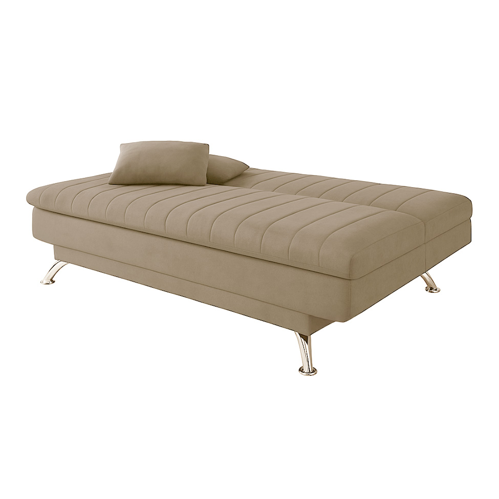 Sofá-Cama Casal 3 Lugares Paiva Suede Bege