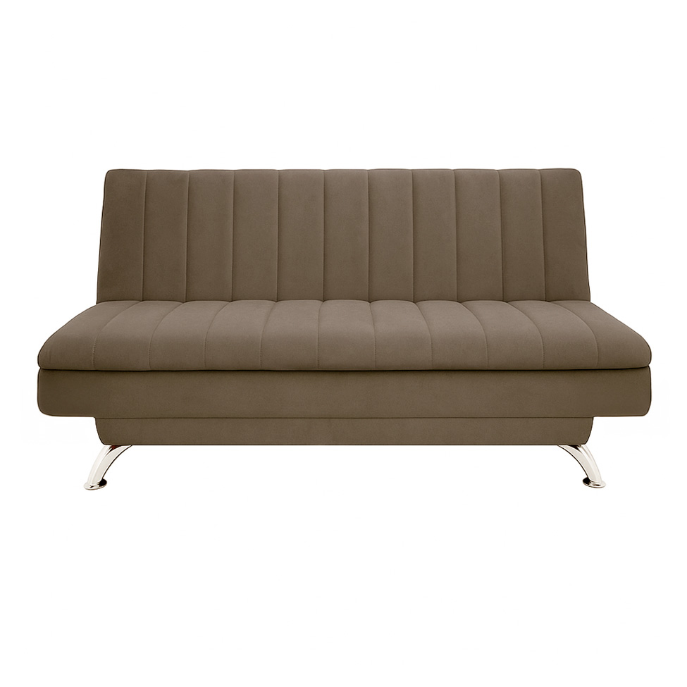 Sofá-Cama Casal 3 Lugares Paiva Suede Marrom