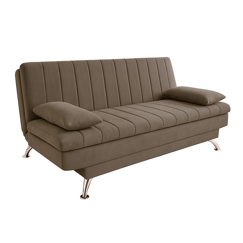 Sofá-Cama Casal 3 Lugares Paiva Suede Marrom