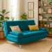 Sofá-Cama Casal 3 Lugares Premium A2 Suede Azul Turquesa