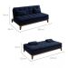 Sofá-Cama Casal 3 Lugares Premium Base e Pés de Madeira Linho Azul Marinho