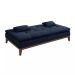 Sofá-Cama Casal 3 Lugares Premium Base e Pés de Madeira Linho Azul Marinho