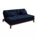 Sofá-Cama Casal 3 Lugares Premium Base e Pés de Madeira Linho Azul Marinho