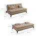 Sofá-Cama Casal 3 Lugares Premium Base e Pés de Madeira Linho Bege
