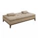 Sofá-Cama Casal 3 Lugares Premium Base e Pés de Madeira Linho Bege