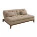 Sofá-Cama Casal 3 Lugares Premium Base e Pés de Madeira Linho Bege