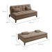 Sofá-Cama Casal 3 Lugares Premium Base e Pés de Madeira Linho Marrom