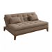 Sofá-Cama Casal 3 Lugares Premium Base e Pés de Madeira Linho Marrom