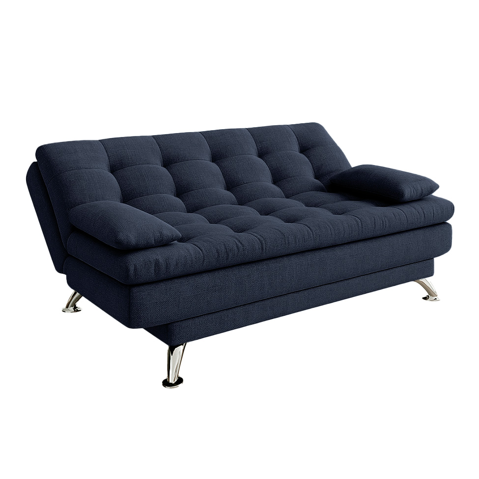 Sofá-Cama Casal 3 Lugares Premium Linho Azul Marinho