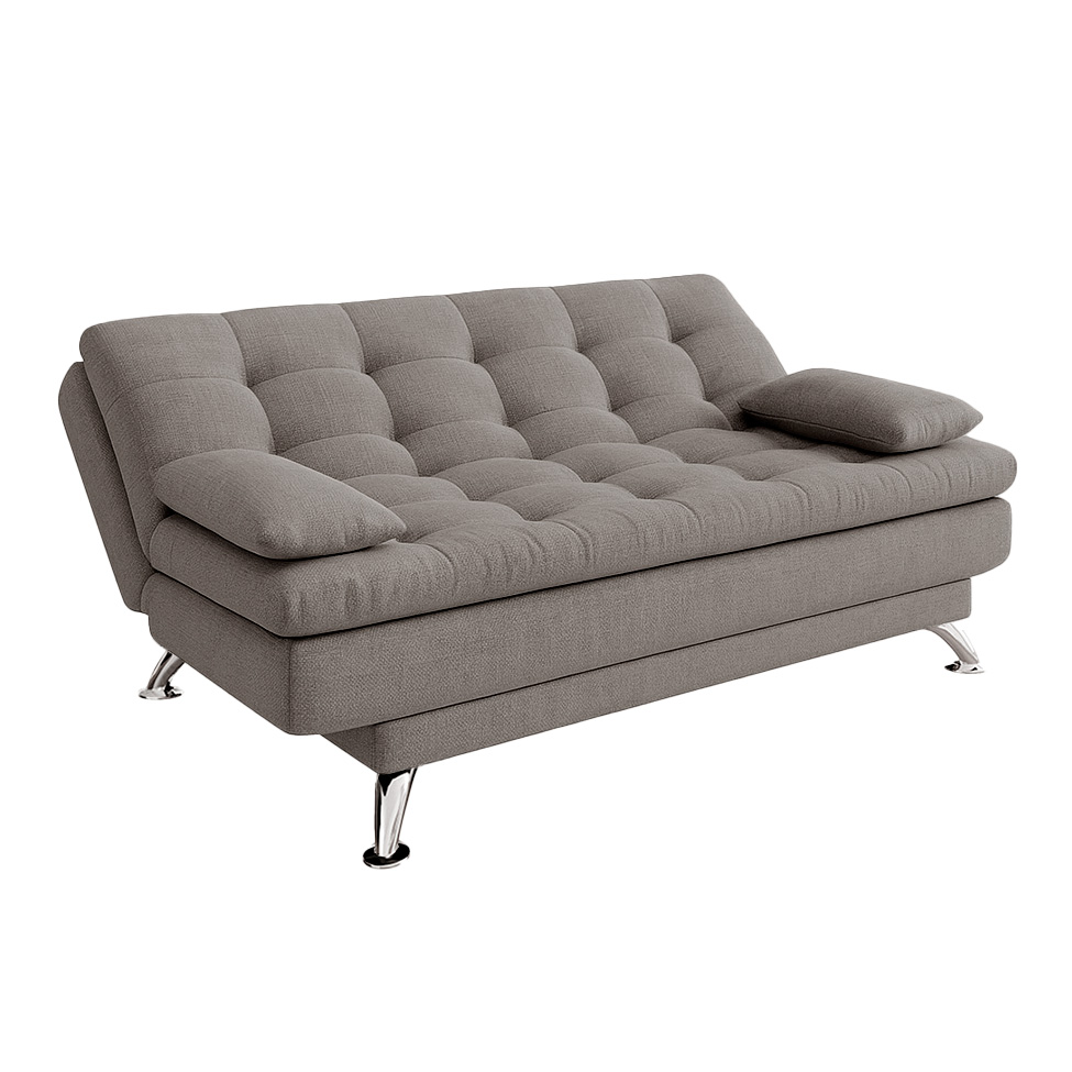 Sofá-Cama Casal 3 Lugares Premium Linho Cinza
