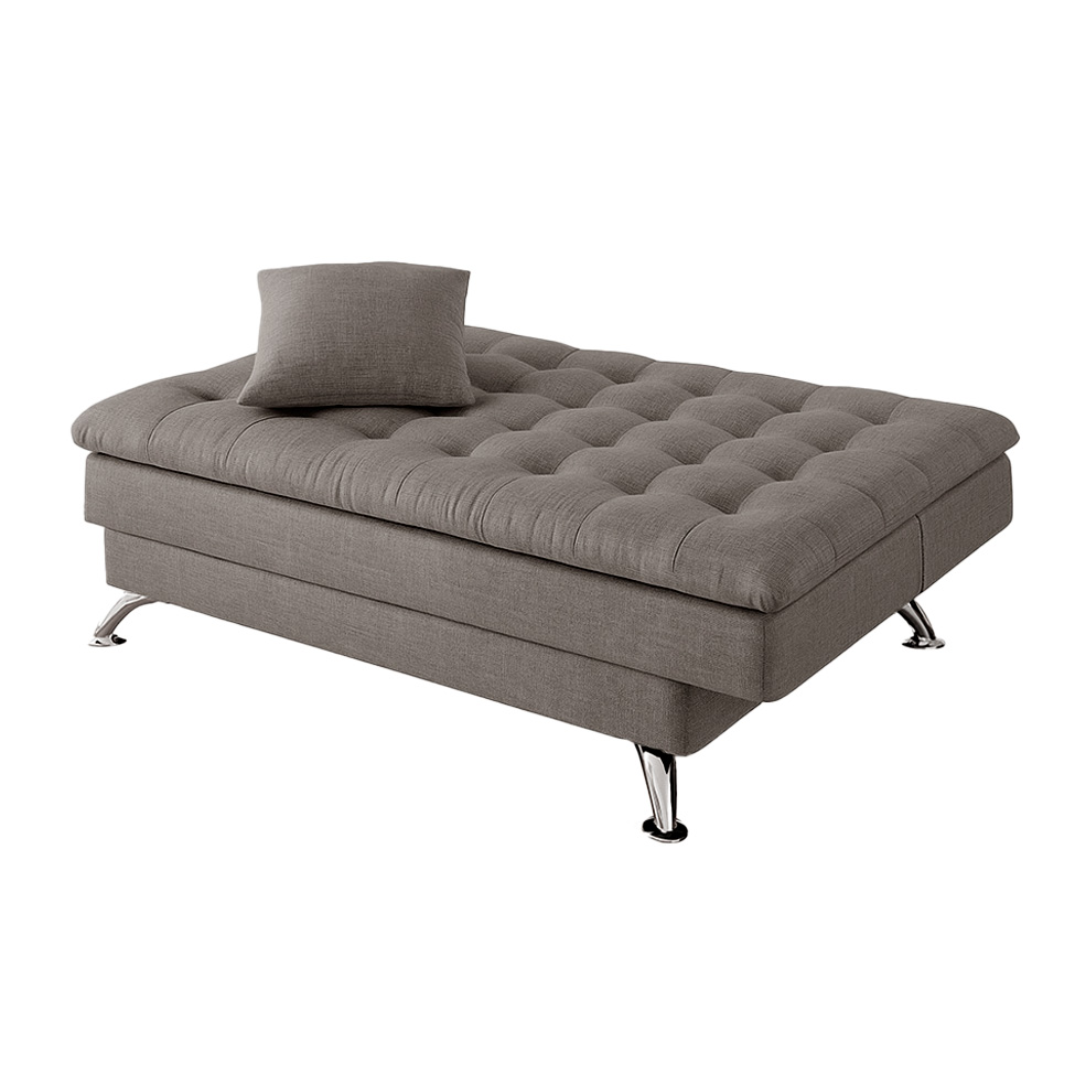Sofá-Cama Casal 3 Lugares Premium Linho Cinza