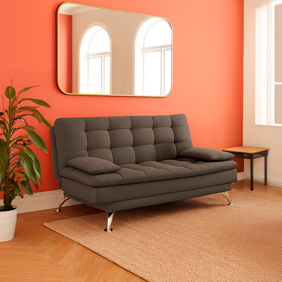 Sofá-Cama Casal 3 Lugares Premium Linho Marrom