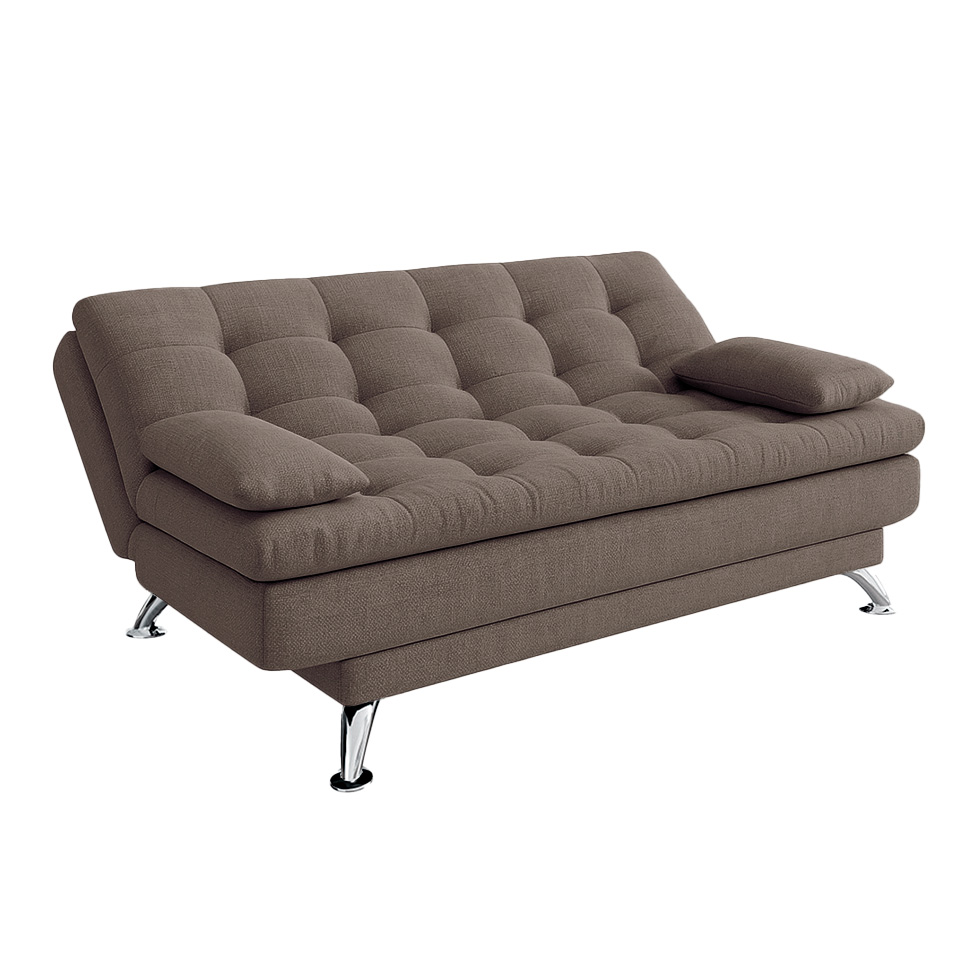 Sofá-Cama Casal 3 Lugares Premium Linho Marrom