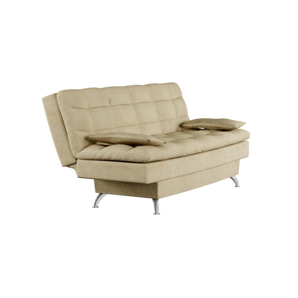 Sofá-Cama Casal 3 Lugares Premium Pé Metal Suede Bege 190 cm