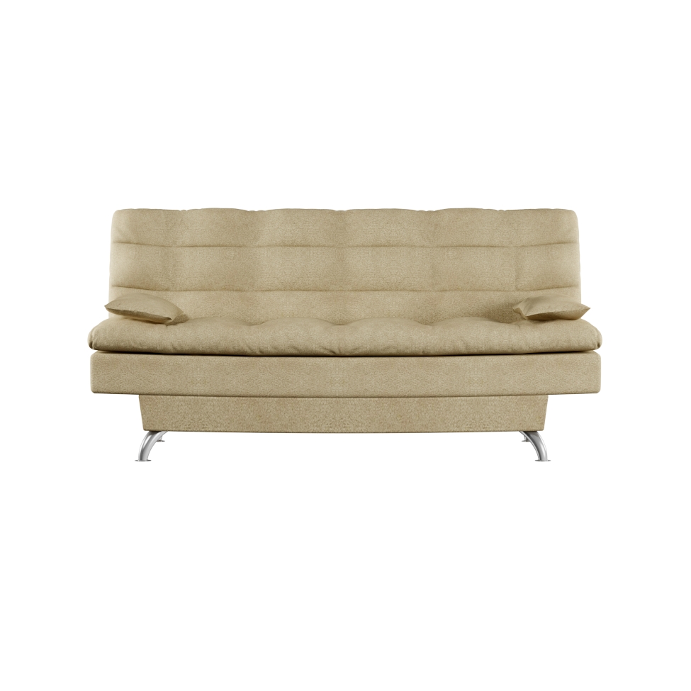 Sofá-Cama Casal 3 Lugares Premium Pé Metal Suede Bege 190 cm