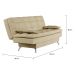 Sofá-Cama Casal 3 Lugares Premium Pé Metal Suede Bege 190 cm